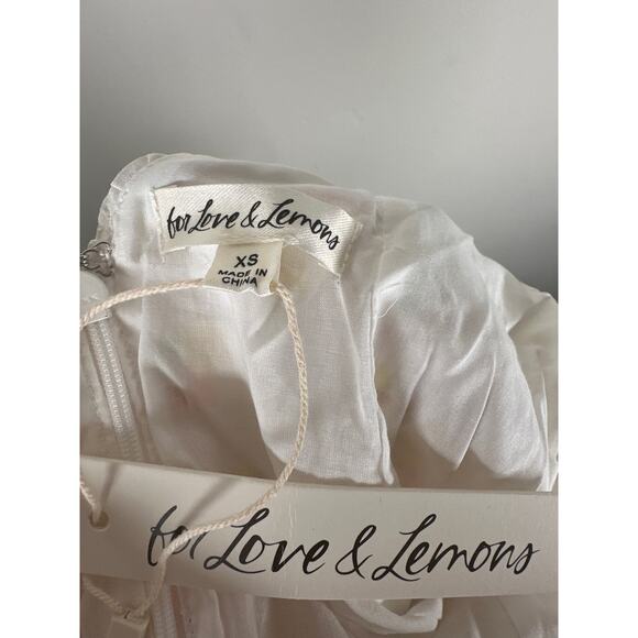 For Love & Lemons CELIA SHIRRED FLORAL EMBROIDERED LACE OPEN-BACK MINI DRESS XS - Picture 8 of 10